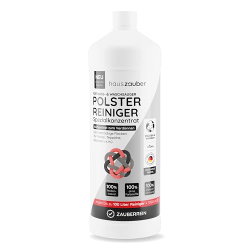 hauszauber - NEU Waschsauger Polsterreiniger [EXTRA REIN] - 1000 ml Konzentrat - Ideal für Waschsauger, Nasssauger - Teppichreiniger, Für Autositze, Teppiche, Couch, Sessel, schaumarm mit Frischeduft