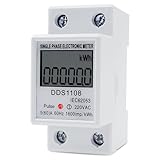 ZYNCUE DDS1108 LCD Digital Power Meter, 2P Einphasen-Energiezähler für AC220V 60A, DIN-Schienenmontage mit nichtflüchtigem Speicher