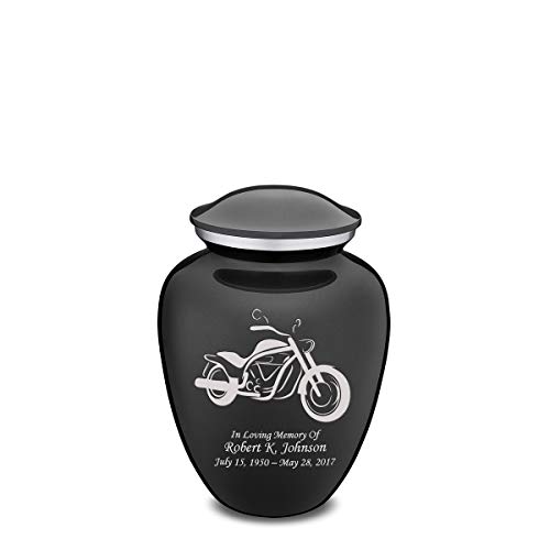 GetUrns Medium Embrace Custom Engraved Motorcycle Cremation Urn (Charcoal)