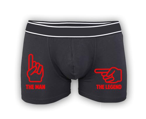 The Man The Legend Valentines Day Mens Boxers - Funny Joke Quote Novelty Christmas Birthday Anniversary Love Boyfriend Husband Shorts Pants Underwear Gift Present (Large Black Prime)