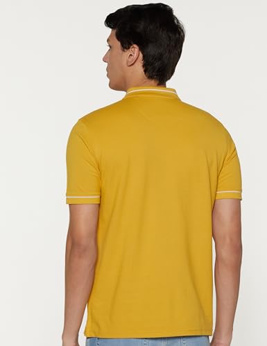 Image of Peter England Men's Regular Fit Insignia Half Sleeve Polo T-Shirt | Cotton Rich | Premium Pique Weave