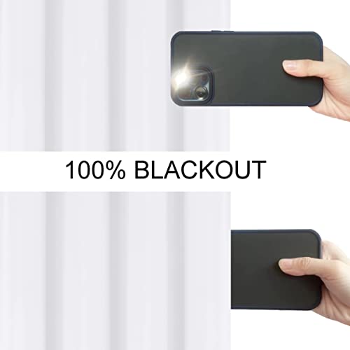 Lemomo 100% Blackout Curtains 52 X 95 Inch/White Curtains 2 Panels With Black Lining Room Darkening Thermal Insulated Bedroom Curtains #TOP2
