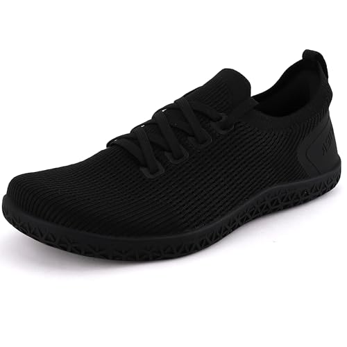 ASITVO Women's Barefoot Zero Drop Shoes Wide Toe Box Minimalist Female Sneakers Size 6.5 Width Ladies Slip on Trail Running Hiking Walking Iron Black 37
