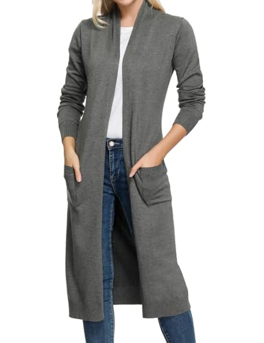Image of GRACE KARIN Essential Solid Open Front Maxi Long Knitted Cardigan Sweater for Women