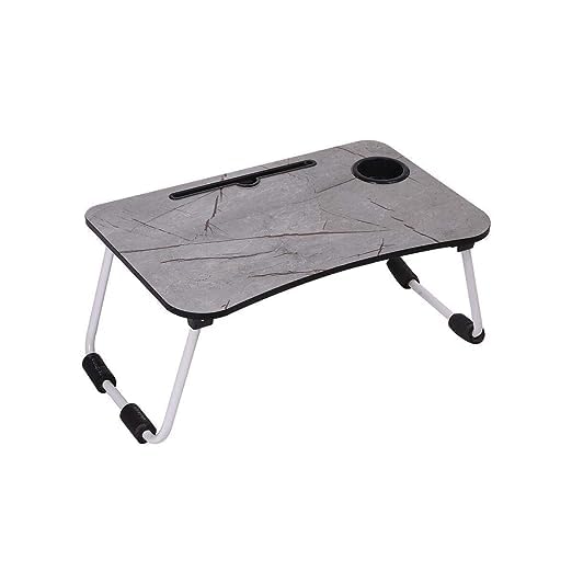 JB Online Hub Multi-Purpose Laptop Table | Study Table | Bed Table | Foldable and Portable Wooden | Writing Desk (Black) (Marble)