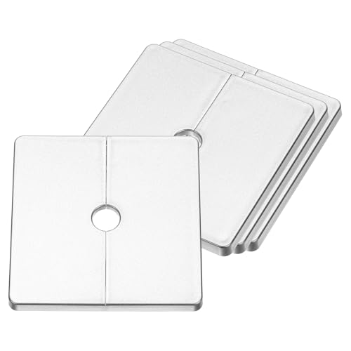 uxcell 4Pcs ABS Plastics Square Shaped Escutcheon Plate, Wall Split Flange, 12mm Diameter Wall-mounted Pipe Mouth Decorative Cover, Silver