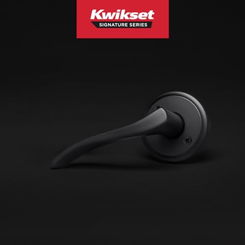 Image of Kwikset Sedona Dummy Door Handle, Single Sided Lever for Closets, French Double Doors, and Pantry, Matte Black Non-Turning Left Handed Interior Push /Pull Lever, with Microban Protection