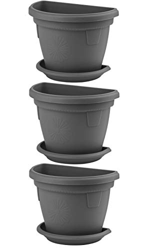 Blumentopf Mit Untersetzer 50 Cm Rund In Taupe Topf Gartentopf Kuebel Pflanztopf - Foto 4