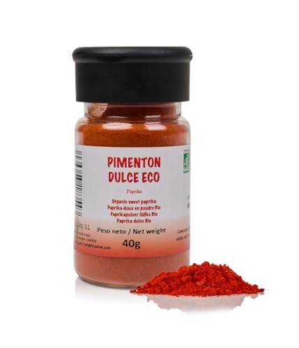FRISAFRAN | Pimentón Dulce en polvo 40g | Ecológico | molido | pimenton-español | dulce | pimiento | Alto nivel en vitaminas y minerales | Origen ★ Murcia | Especia Natural | fresco