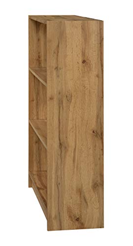 Image of DeckUp Plank Muvo 3-Shelf Engineered Wood Book Shelf and Display Unit (Wotan Oak, Matte Finish)