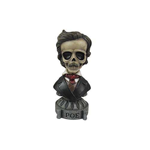 World of Wonders Dead Authors Collectible Gothic Horror Displayable Figurines | Gifts for Book Lovers | Skull Decor for your Home | Spooky Home Office Decoration - Poe
