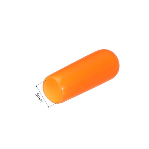 Image of MECCANIXITY 50pcs 5mm(3 /16 inch) Rubber End Caps Cover PVC Vinyl Screw Thread Protector Round Wire Shelf Caps for Screw Bolt Pipe Fence Post, Orange