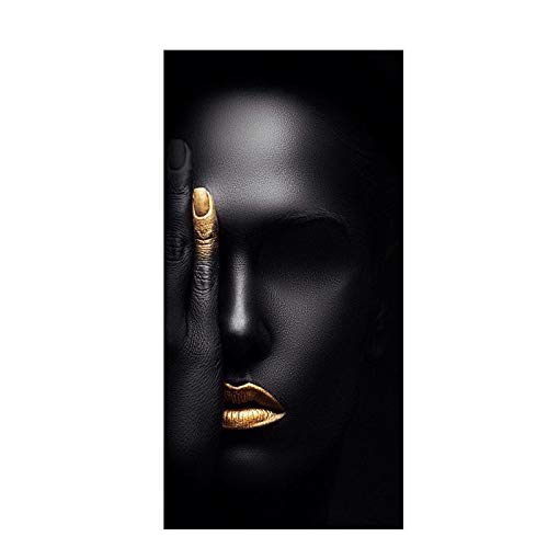 Toile portrait femme abstrait noir nordique grand format pour salon 80x160cm sans cadre