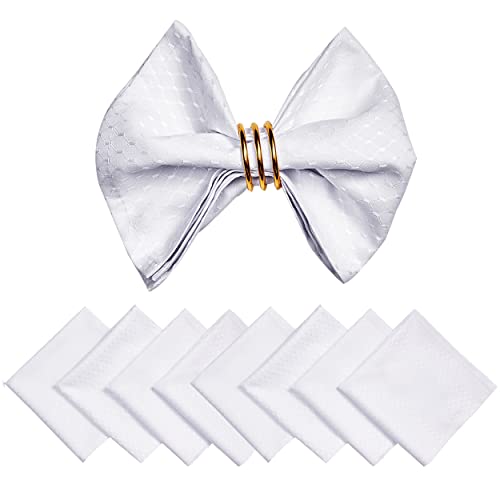 HomeJoy White Jacquard 17x17 Square Polyester Cloth Napkins Set of 8