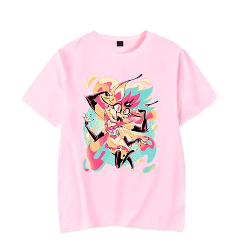Helluva Boss Merch Beelzebub T-Shirt Men/Women Streetwear Tshirt Shirt Short Sleeve (Pink,Large)
