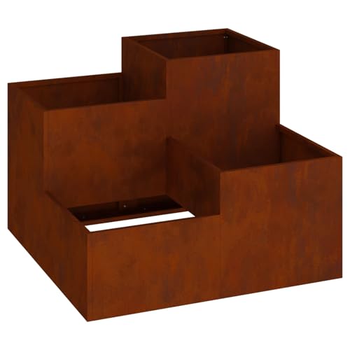 vidaXL Vaso da Giardino Ruggine 100 x 100 x 60 cm Acciaio corten, Piantana da Giardino e Terrazza, Supporto in Metallo, Espositore Esterno, Moderno e Decorativo