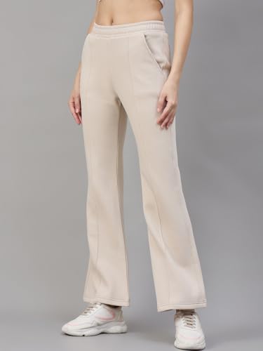 Image of 98 Degree North Women Flared Fleece Track Pants-GL1315-ALMOND