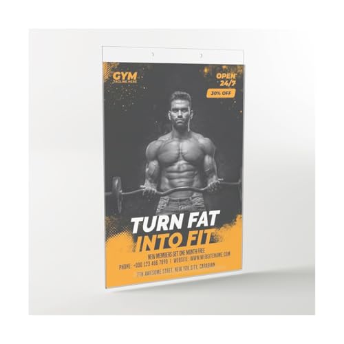 Genérico Soporte de Pared de Metacrilato DIN A4 Vertical – Expositor Acrílico Transparente para Carteles y Pósteres con Orificios de Fijación mediante Tornillos