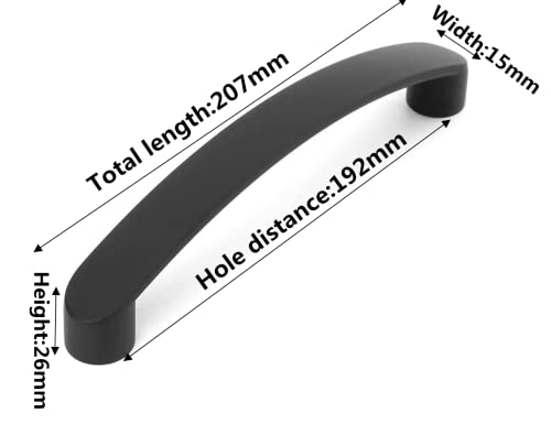 SYZOW 10 Pack Black Cabinet Handles Black Cabinet Pulls Kitchen Cabinet Handles,Black Drawer Pulls Kitchen Cupboard Handles Hole Center 192mm - Image 2