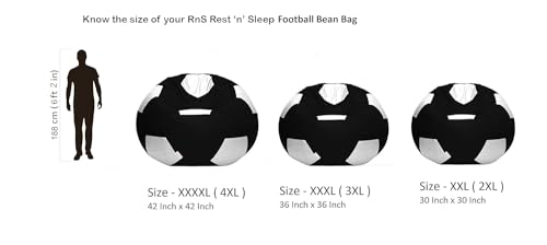 Image of RnS Rest 'n' Sleep - Bean Bag Football Chair Filled with Beans, with 1 Year Warranty (Royal Blue /Black, XXXL)