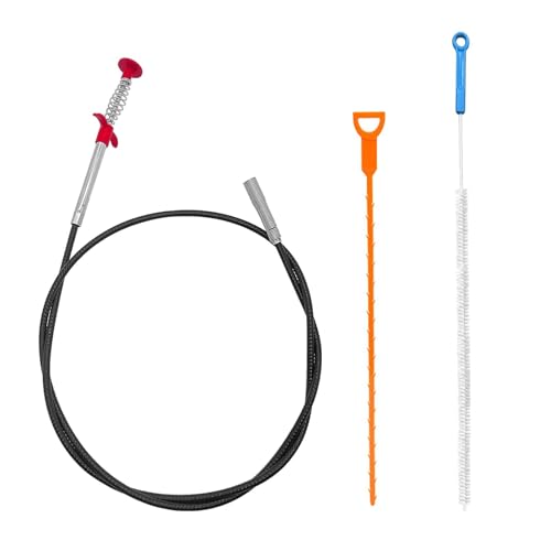 Vibronova Desatascador Tuberias Profesional Manual 3 Piezas - Limpia Tuberias Limpia Desagües Cepillo Limpieza Ducha para Quitar el Pelo de los Desagües Cocina Baño