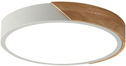 Vikaey Modern LED Ceiling Light, Minimalist Wood Style Flush Mount Ceiling Light Fixture, Circle Lighting Lamp with Acrylic Lampshade for Bedroom Living Room Laundry Room Hallway(White, 11.8'')