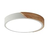 Vikaey Modern LED Ceiling Light, Minimalist Wood Style Flush Mount Ceiling Light Fixture, Circle Lig