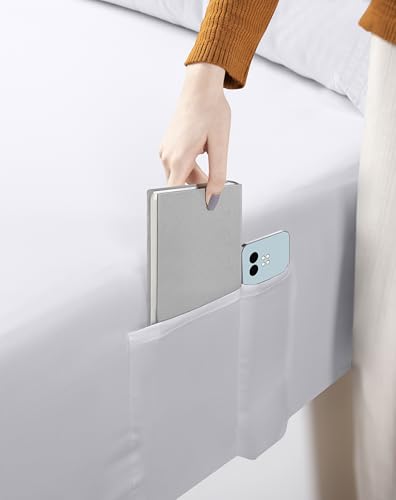 Utopia Bedding Set Lenzuola Una Piazza E Mezza 4 Pezzi 135X190 Cm - Microfibra Di Poliestere - Lenzuolo Con Angoli Con Tasche Portaoggetti, Lenzuolo Piatto E 2 Federe Ricamate, Bianco - 4