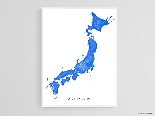 Japan Map Poster 24X36, Japan Wall Art Print 8X10, Handmade Topographic Japan Decor For Home, Country Map Of Japan Souvenir Gifts By Maps As Art #TOP2