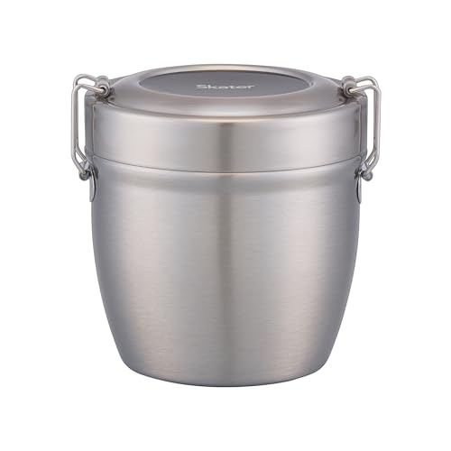 Skater Stainless Steel Insulated Bento Box - Japanese Lunch Pot - 550ml (18.6fl oz) - Large Capacity - Vacuum Double-Walled - Silver