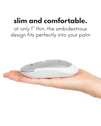 Image of Macally Wireless Bluetooth Mouse for Mac, MacBook Pro /Air, iPad, and PC - Comfortable and Quiet Compatible Wireless Apple Mouse - Rechargeable Battery - Silver