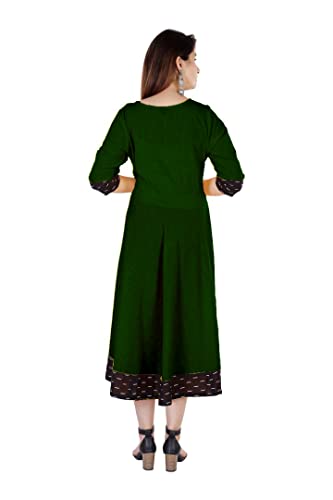 Image of Cotton Plain Black Parinted Lace Border Anarkali Dress Kurtis for Women - Not a Set with Dupatta or Pant