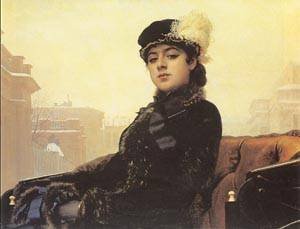 Peinture à l'huile portrait de femme Kramskoy tableau 30x40 cm
