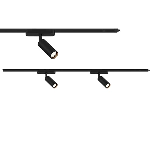 BRILONER - Schienensystem Luxtrail Erweiterungsset, 2x LED Spots, erweiterbar, schwenkbar, Lampen, Lichtschienensystem Decke, Strahler Schiene, Deckenlampe, Deckenleuchte, Spotlight, 1m, Schwarz