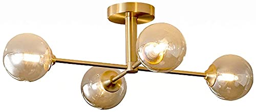 Plafonnier de salon moderne en laiton G9 lustre boule verre