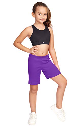 CAOMP Short de bicicleta para meninas 100% algodão orgânico para esportes e sob saias, Roxo, 3 / 4