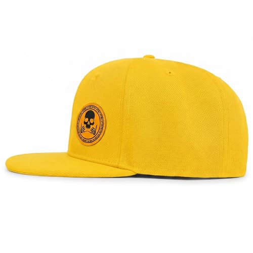 Image of Flat Brim Hats for Men - Gothic Style Skull Hat Leather Pattern - Hip-Hop Snapback Hat Skeleton Hats for Men