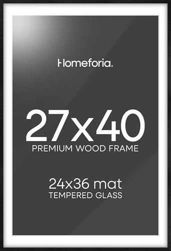 Homeforia Oak Wood Poster Frame 27x40, Black