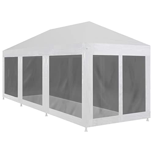 WIFESE Tonnelle de Jardin avec 8 Parois en Maille 9x3 m Blanc et Noir Tente de Réception Polyvalent Chapiteau de Réception Durable Belvédère de Jardin Plein Air pour Spectacles Mariages Fêtes