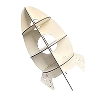 TOYANDONA Creative Wooden Rocket Shape Shelf Bracket 25x47cm Natural Wood Decorative Storage Rack for Boys and Girls Room Wall Mounted Office Desk Organizer