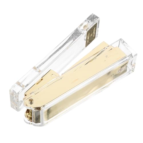 POPETPOP Grapadora Acrílica Transparente Multifunción Portátil Compacto para Oficina Escuela y Accesorio