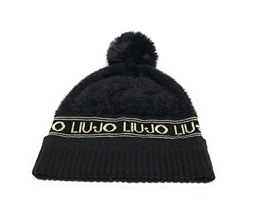 Gorra de mujer Liu Jo con ponpon de Lurex Negro C23LJ45 TF2228, Negro , Talla única Cover