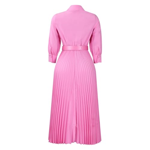 Elainone Women’s 3/4 Sleeve Flared A Line Dress Wedding Guest Casual Semi Formal Office Lady Dresses with Belt4