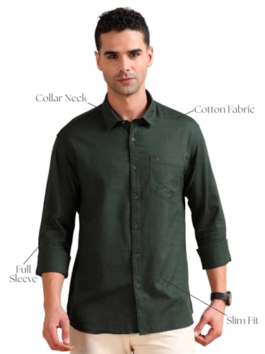 Image of COOL COLORS Men's Solid Slim Fit Casual Shirt | Breathable Soft Fabric | Spread Collar | Stylish Modern Comfort | Office, Party, Weekend Essential