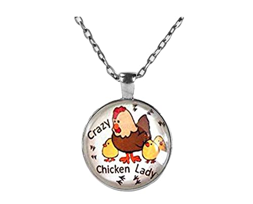 because meet you Alloy Glass Necklaceï¼ŒFunny Crazy Chicken Lady Necklace, Chicken Jewelry, Chicken Gift, Chicken Lovers