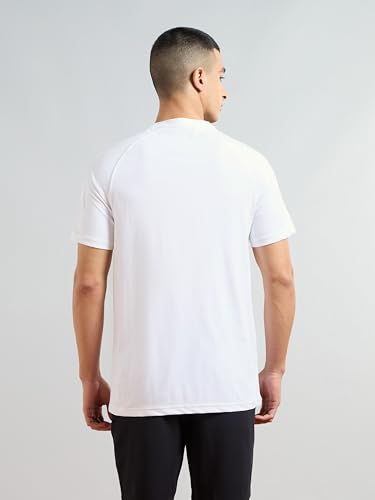 Image of TECHNOSPORT Men's Solid T-Shirt COTFLEX Quick Dry Slim Fit Round Neck Sports Tee for Gym Running Casual Wear UPF50+ Anti Odour
