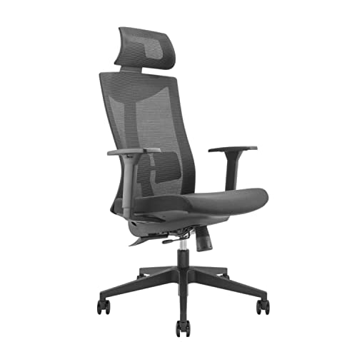 Ergo Office ER-414 Ergonomiczne Krzesło Biurowe na Kółkach, Fotel Obrotowy z Podparciem lędźwiowym, Wysokość oraz Pochylanie Regulowane, Może Służyć jako Fotel dla Graczy, Waga Max 150 kg