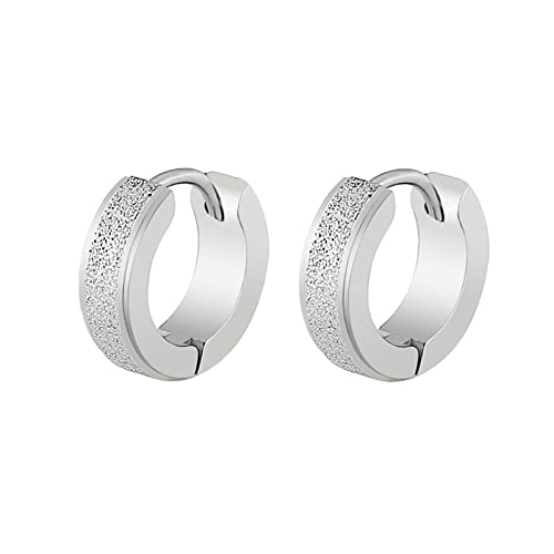 Boucles d'oreilles cerceaux homme en titane mat de forme ronde Silver et Gold