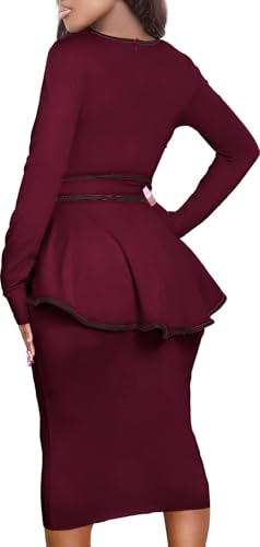 Image of Women's Bodycon Vintage Dresses Elegant Peplum Dresses for Women Business Work Office