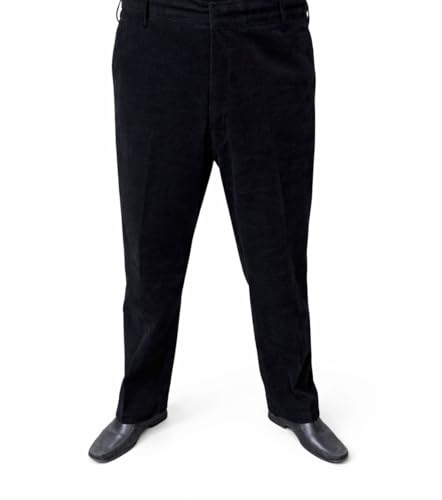 Image of Men’s Corduroy Trousers – Smart Casual & Office-Ready Cotton Cord Pants for Men, Classic Straight Leg with Flat Front, Comfortable Formal Work Trousers (Waist 30–50) Black